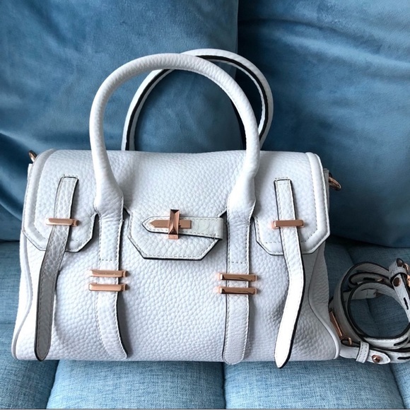 rebecca minkoff white and rose gold jules satchel bag - Picture 2 of 10